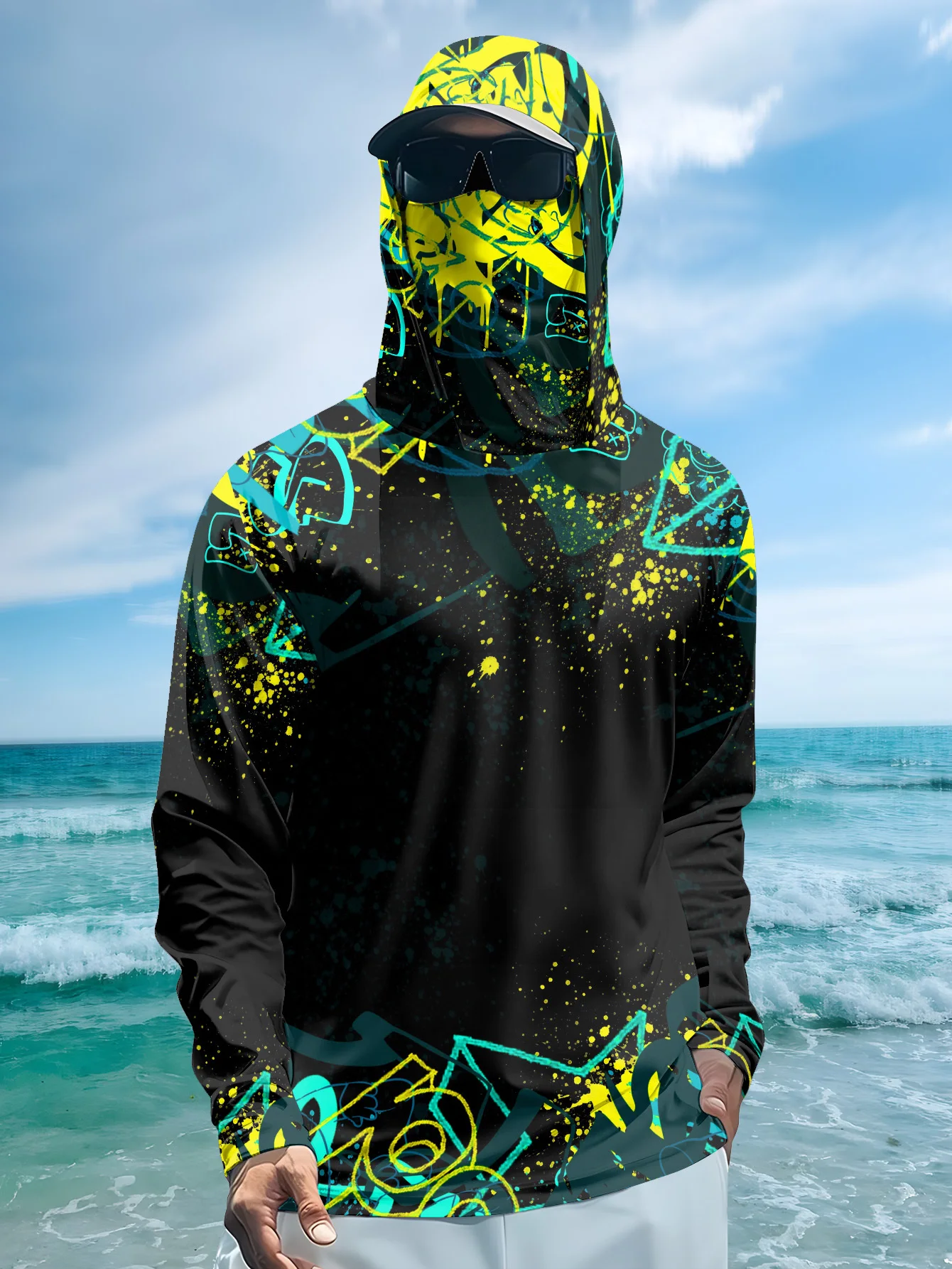 Fishing Mask Sun Protection - Felpa da pesca da uomo con