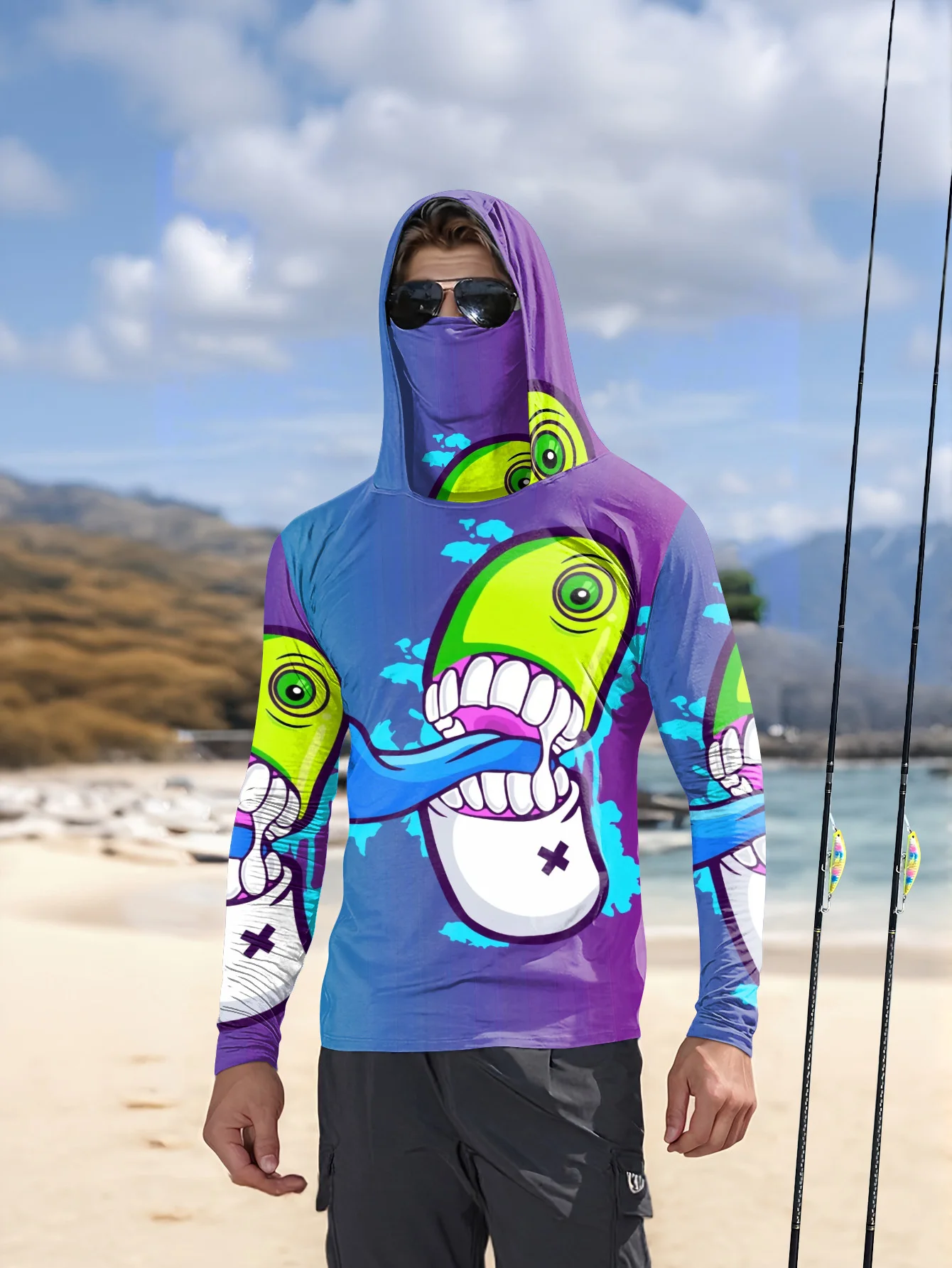 Felpa da pesca con cappuccio e - Fishing Mask Sun Protection recensione e prezzo